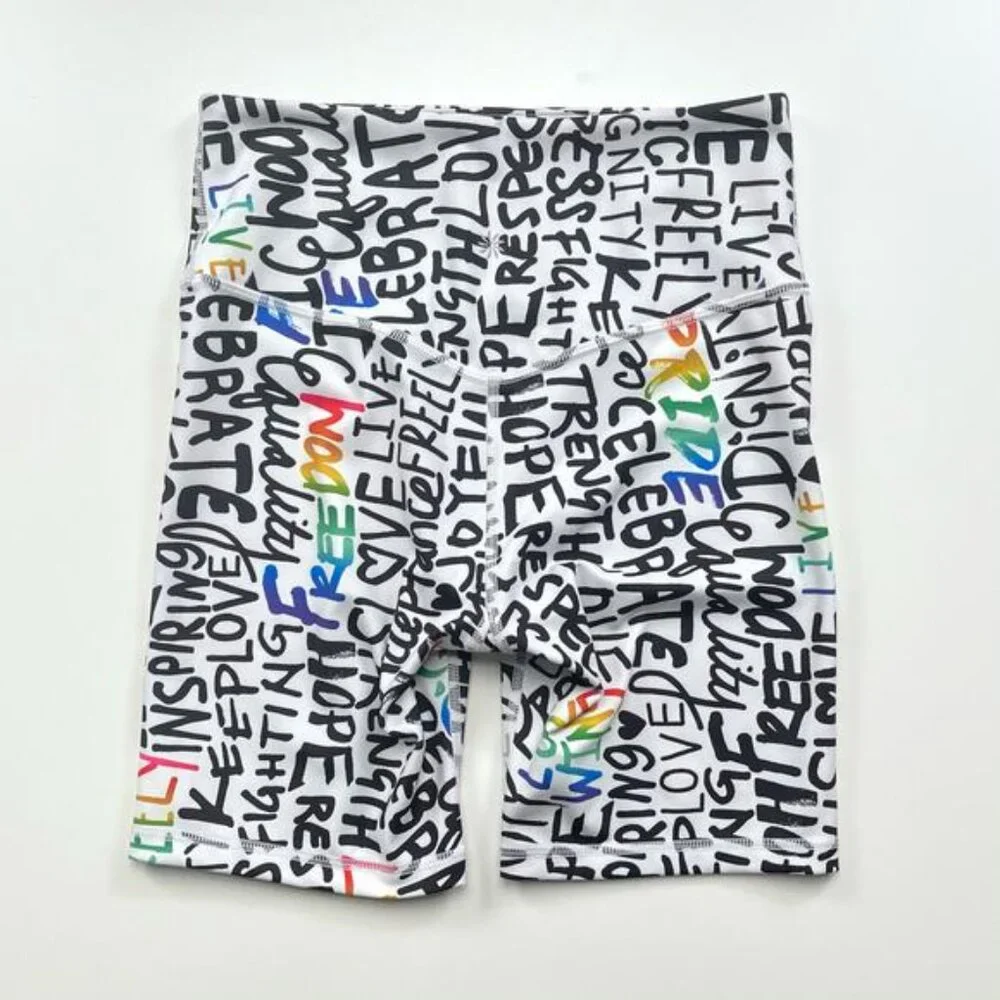 Athleta Elation Train Short PRIDE Print Size Small Bike Cycle Gym Outdoor Studio - Picture 7 of 13